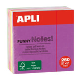 NOTAS ADHESIVAS 51X51 MM MINI-CUBO 250 HOJAS COLORES FLUOR | 1 UNIDADES | (APLI)
